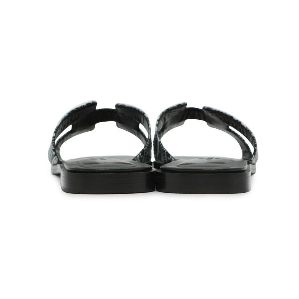 エルメス サンダル オラン 占星術 レザー レディースサイズ37 HERMES 靴 黒 白