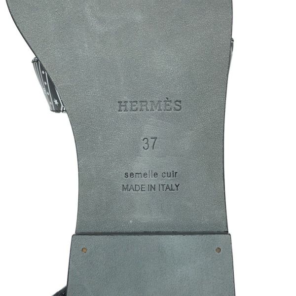 エルメス サンダル オラン 占星術 レザー レディースサイズ37 HERMES 靴 黒 白