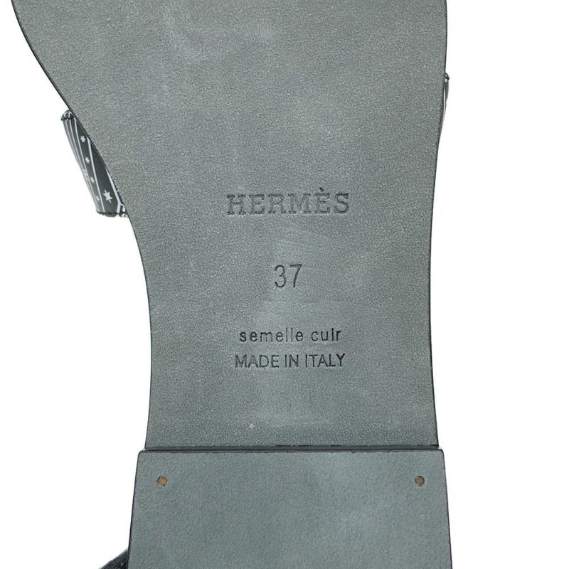 エルメス サンダル オラン 占星術 レザー レディースサイズ37 HERMES 靴 黒 白
