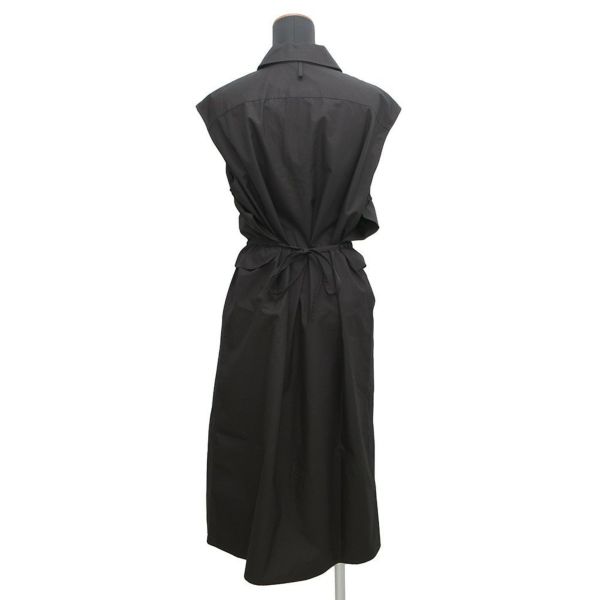 エルメス シャツワンピース カレーシュ刺繍 ノースリーブ コットン レディースサイズ40 HERMES 黒