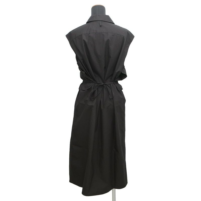 エルメス シャツワンピース カレーシュ刺繍 ノースリーブ コットン レディースサイズ40 HERMES 黒