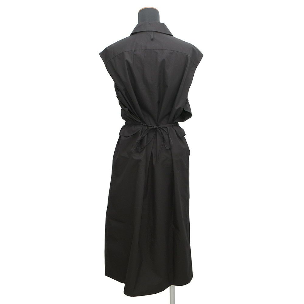 エルメス シャツワンピース カレーシュ刺繍 ノースリーブ コットン レディースサイズ40 HERMES 黒