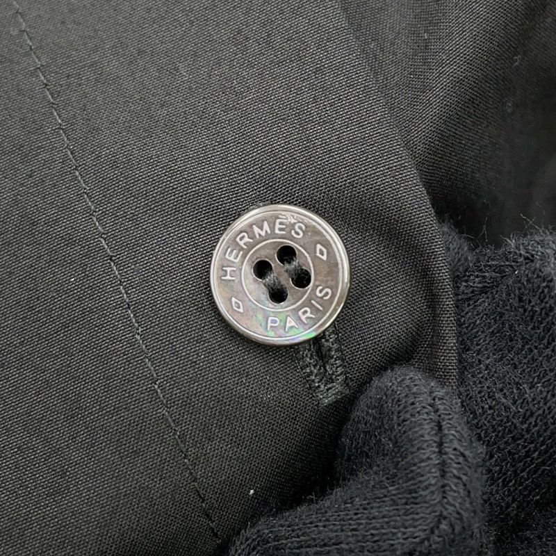 エルメス シャツワンピース カレーシュ刺繍 ノースリーブ コットン レディースサイズ40 HERMES 黒