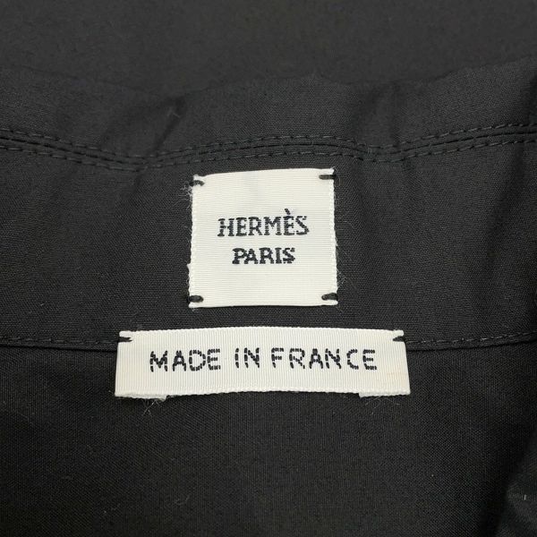 エルメス シャツワンピース カレーシュ刺繍 ノースリーブ コットン レディースサイズ40 HERMES 黒