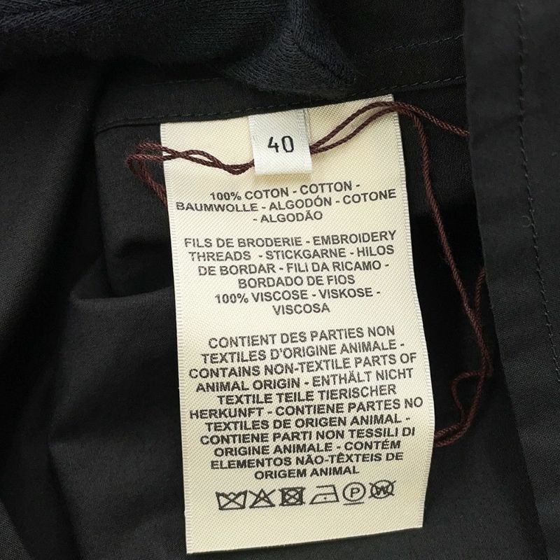 エルメス シャツワンピース カレーシュ刺繍 ノースリーブ コットン レディースサイズ40 HERMES 黒