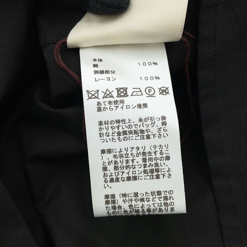 エルメス シャツワンピース カレーシュ刺繍 ノースリーブ コットン レディースサイズ40 HERMES 黒