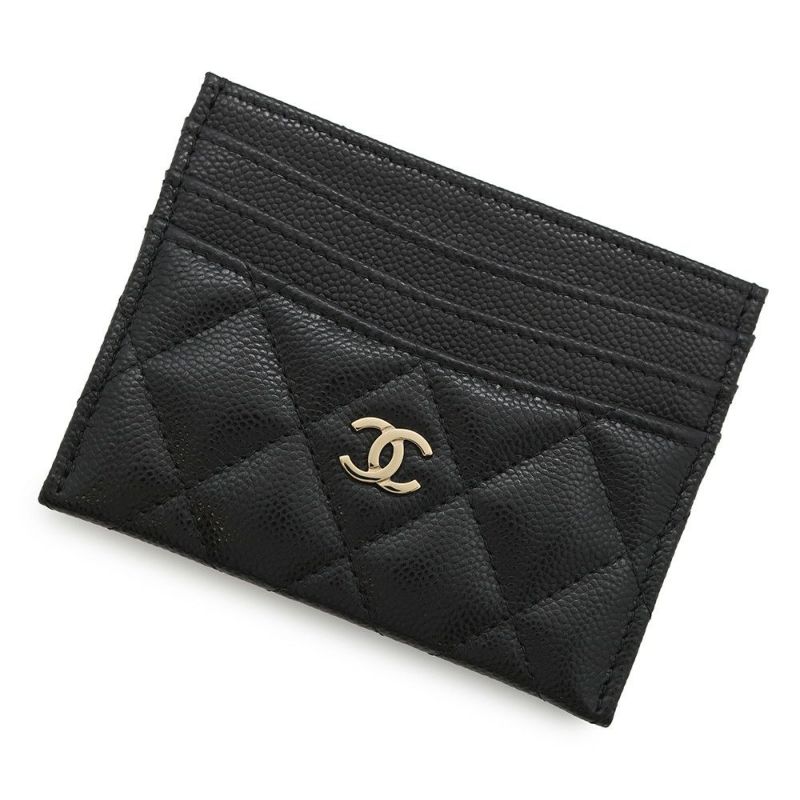 シャネル カードケース クラシック マトラッセ ココマーク キャビアスキン AP4472 CHANEL パスケース 名刺入れ 黒