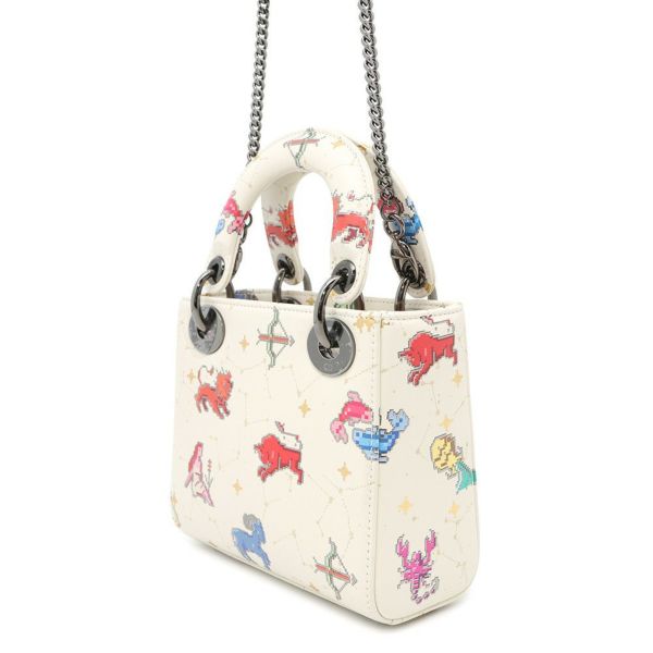 クリスチャン・ディオール ハンドバッグ レディディオール ミニ 星座 ピクセル S0856BNER 2wayショルダーバッグ 白