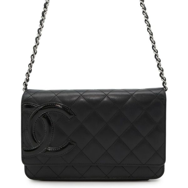 シャネル チェーンウォレット カンボンライン ココマーク A46646 CHANEL 財布 黒