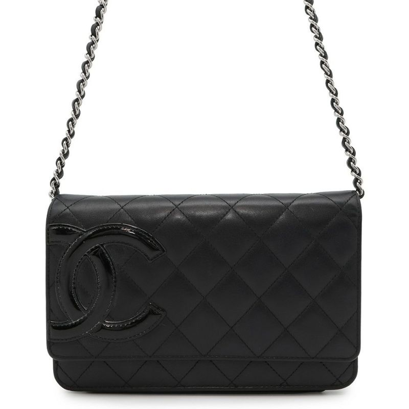 シャネル チェーンウォレット カンボンライン ココマーク A46646 CHANEL 財布 黒