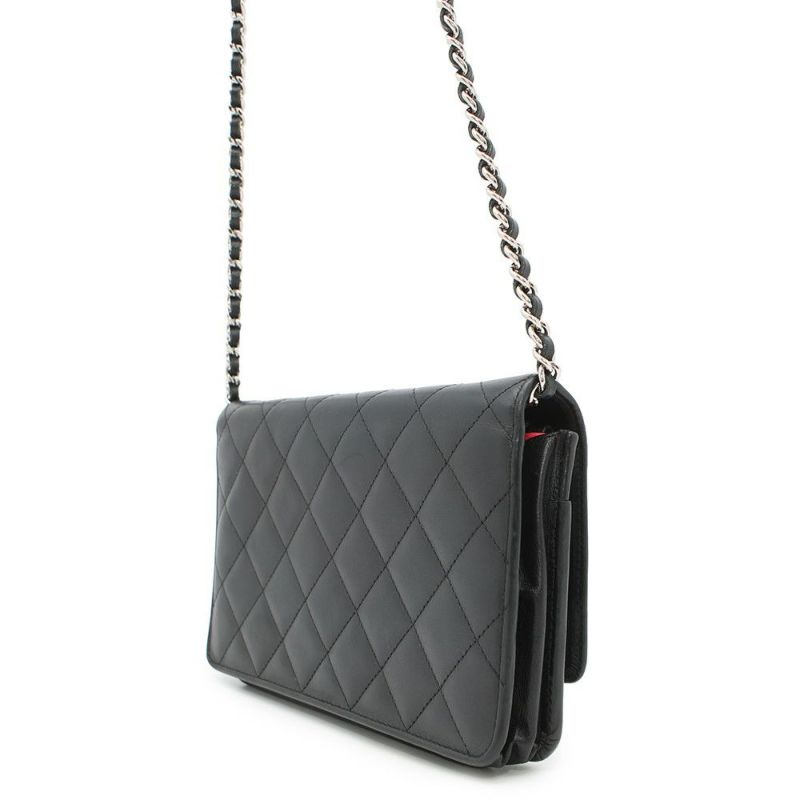 シャネル チェーンウォレット カンボンライン ココマーク A46646 CHANEL 財布 黒