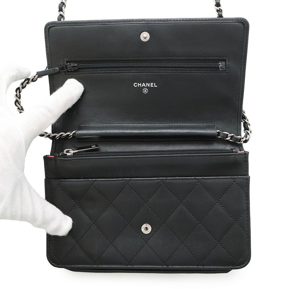 シャネル チェーンウォレット カンボンライン ココマーク A46646 CHANEL 財布 黒