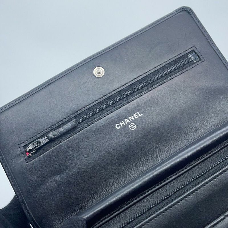 シャネル チェーンウォレット カンボンライン ココマーク A46646 CHANEL 財布 黒