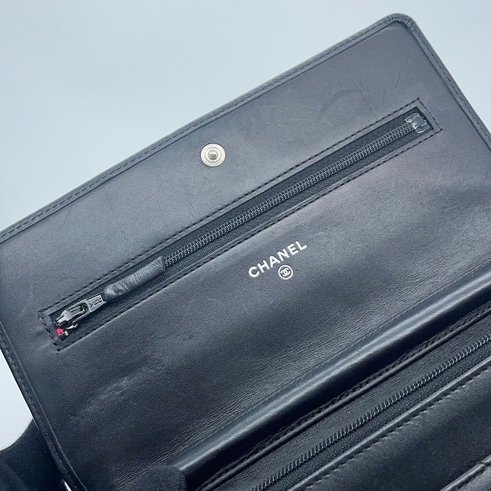 シャネル チェーンウォレット カンボンライン ココマーク A46646 CHANEL 財布 黒