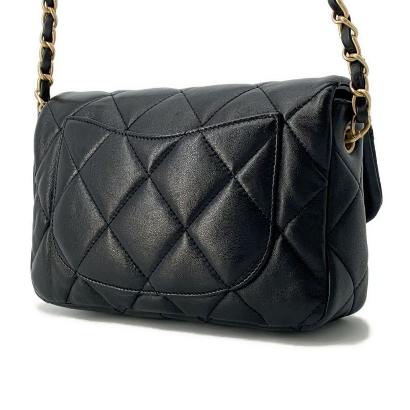 シャネル チェーンショルダーバッグ マトラッセ ココマーク ハートロック ラムスキン AS3979 CHANEL 黒