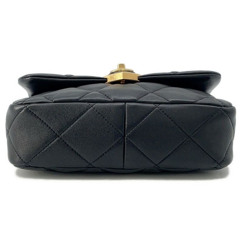 シャネル チェーンショルダーバッグ マトラッセ ココマーク ハートロック ラムスキン AS3979 CHANEL 黒
