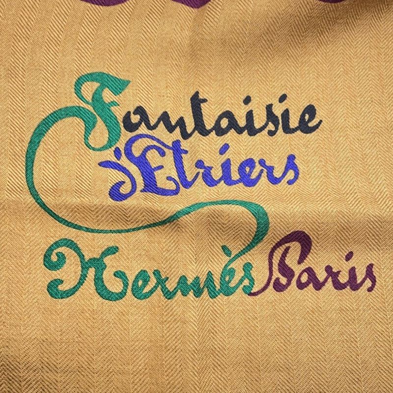 エルメス ストール カレ140 カレジェアン 鐙の幻想 Fantaisie d'Etriers カシミヤ シルク 2024春夏