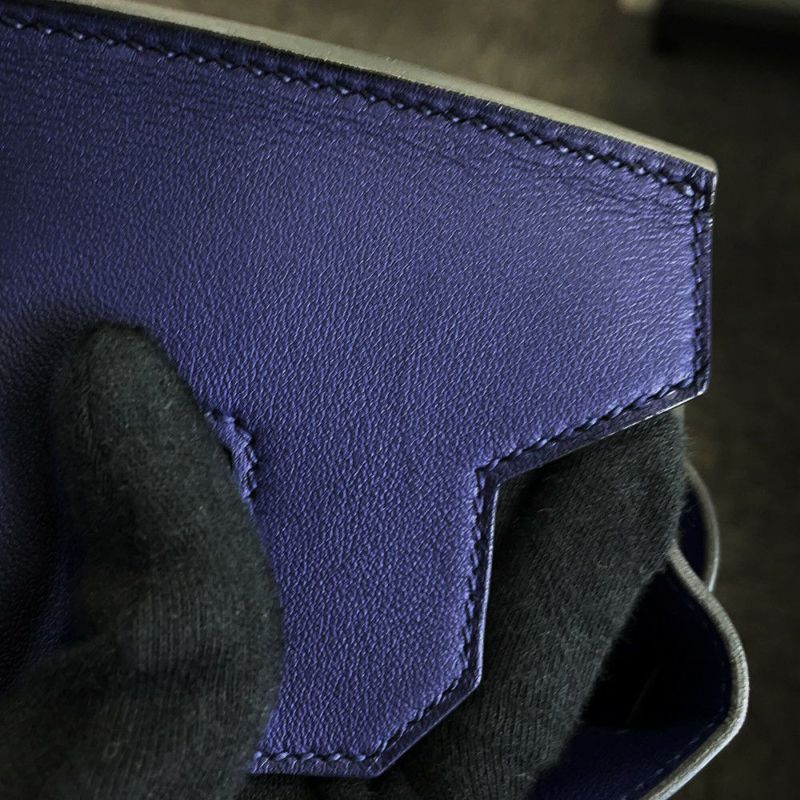 エルメス バーキン30 トレサージュ ブルーアンクル/ブルーデゥノール/ゴールド/シルバー金具 スイフト/エプソン D刻印