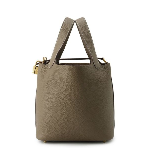 エルメス ハンドバッグ ピコタンロックPM エトゥープ/ゴールド金具 トリヨンクレマンス W刻印 HERMES トートバッグ