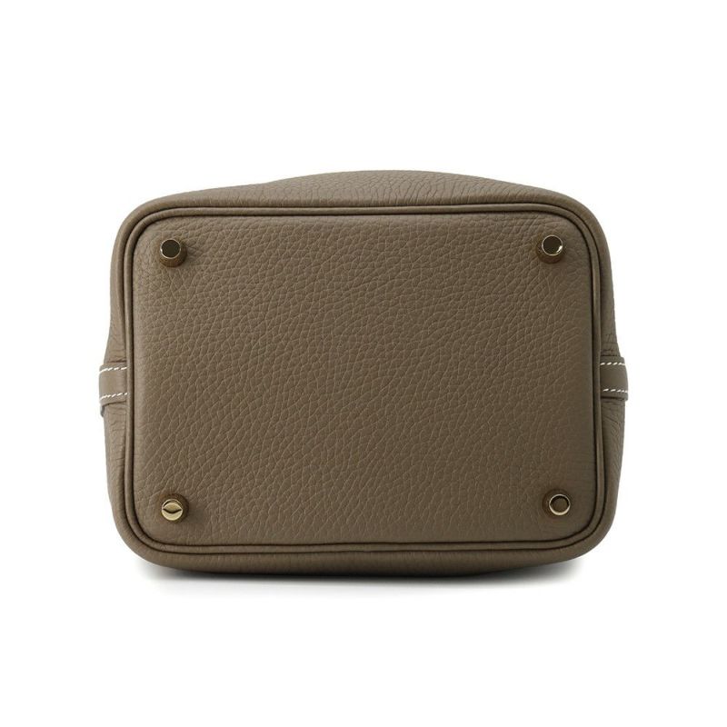 エルメス ハンドバッグ ピコタンロックPM エトゥープ/ゴールド金具 トリヨンクレマンス W刻印 HERMES トートバッグ