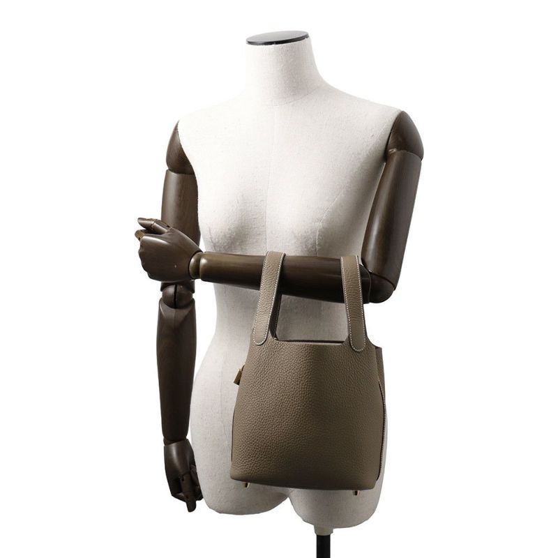 エルメス ハンドバッグ ピコタンロックPM エトゥープ/ゴールド金具 トリヨンクレマンス W刻印 HERMES トートバッグ