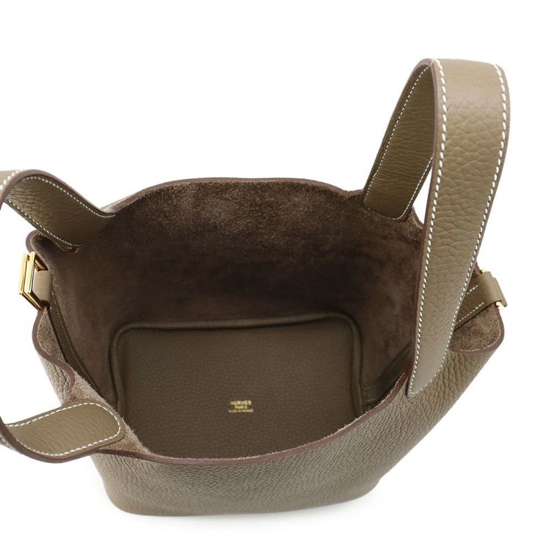 エルメス ハンドバッグ ピコタンロックPM エトゥープ/ゴールド金具 トリヨンクレマンス W刻印 HERMES トートバッグ