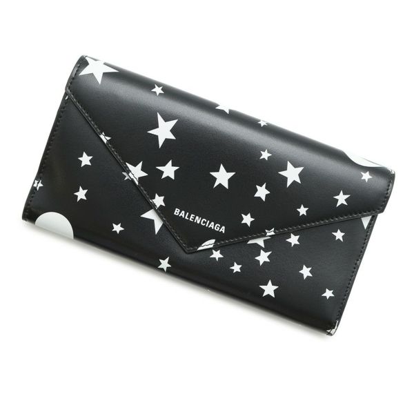 バレンシアガ 長財布 ペーパー スター プリント 499207 BALENCIAGA 黒