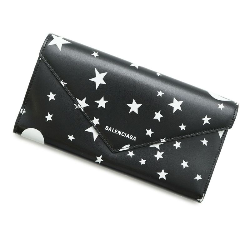 バレンシアガ 長財布 ペーパー スター プリント 499207 BALENCIAGA 黒