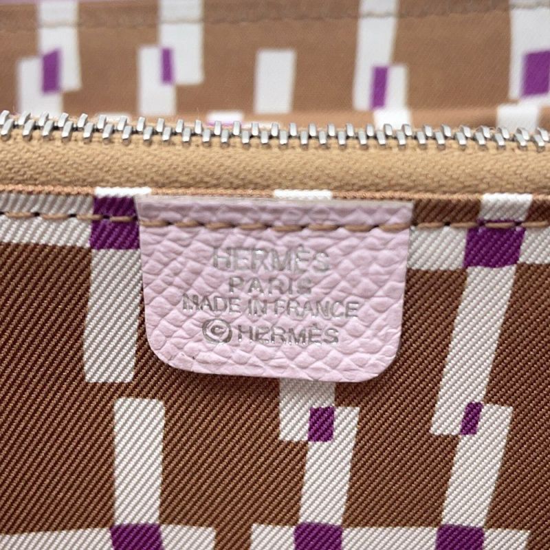 エルメス コインケース アザップコンパクト シルクイン モーヴペール/シルバー金具 エプソン U刻印