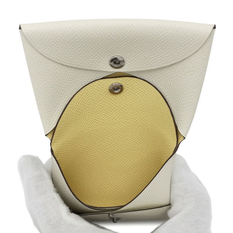 エルメス コインケース カルヴィ デュオ ヴェルソ ナタ/ジョーヌプッサン/シルバー金具 エプソン W刻印 財布