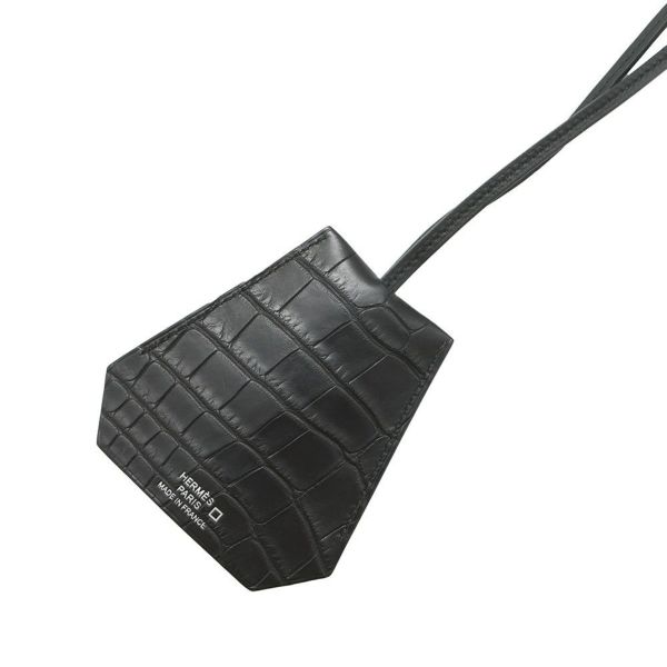 エルメス ネックレス クロシェット ブラック/シルバー金具 アリゲーターマット W刻印 アクセサリー 黒