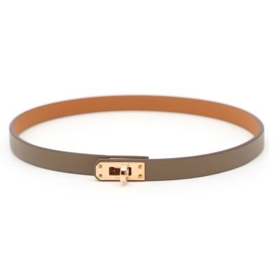 エルメス ケリーベルト エトゥープ/ピンクゴールド金具 エプソン