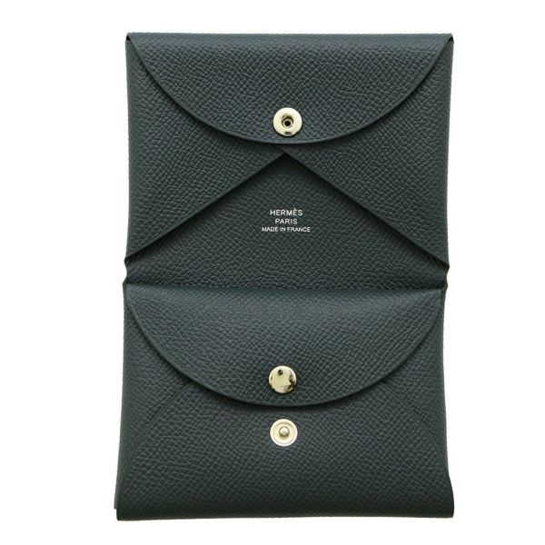 エルメス コインケース カルヴィ デュオ ヴェールマングローブ/シルバー金具 エプソン K刻印 財布