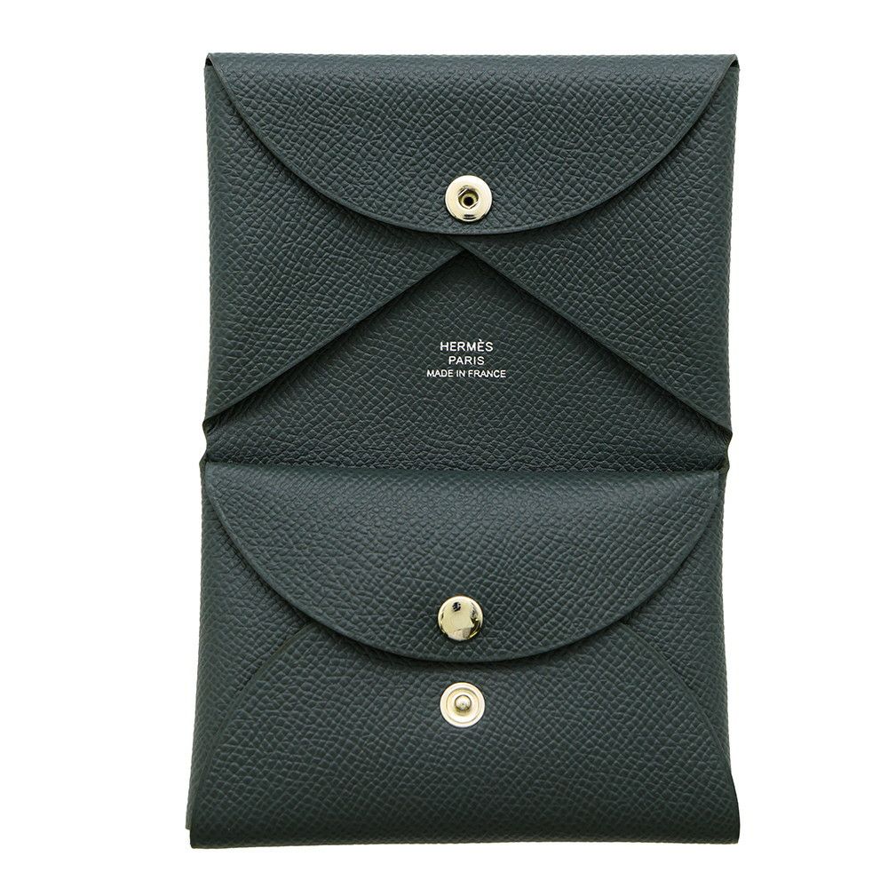 エルメス コインケース カルヴィ デュオ ヴェールマングローブ/シルバー金具 エプソン K刻印 財布