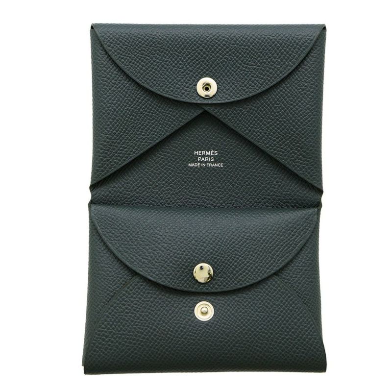 エルメス コインケース カルヴィ デュオ ヴェールマングローブ/シルバー金具 エプソン K刻印 財布