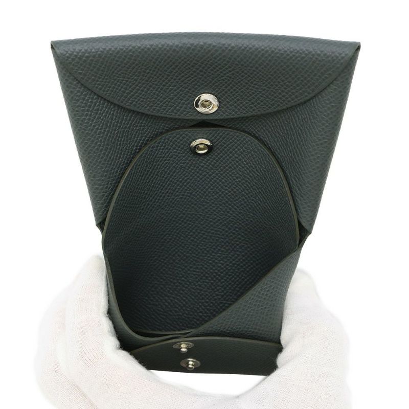 エルメス コインケース カルヴィ デュオ ヴェールマングローブ/シルバー金具 エプソン K刻印 財布