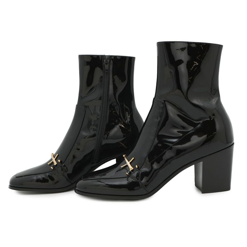 サンローランパリ ブーツ パテントレザー メンズサイズ41 709468 SAINT LAURENT PARIS 靴 黒