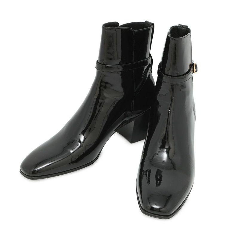 サンローランパリ ブーツ テリー ヒール アンクル メンズサイズ41 709447 SAINT LAURENT PARIS 靴 黒