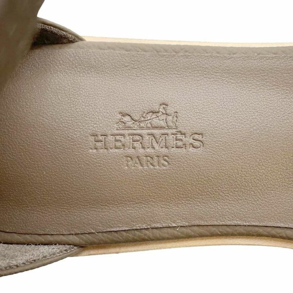 エルメス サンダル サントリーニ エトゥープ ヴォーエプソン レディースサイズ38 HERMES 靴