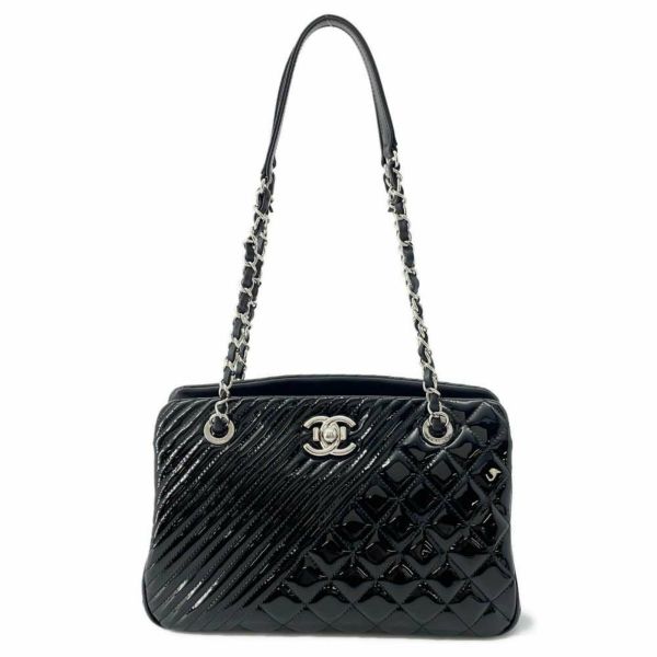 シャネル チェーンショルダーバッグ ココボーイ パテント CHANEL バッグ トートバッグ 黒