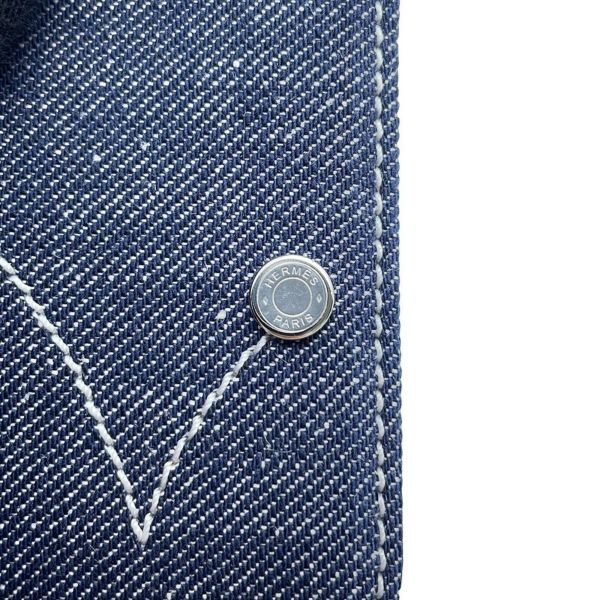 エルメス カードケース MagSafe  エマン ルボン ブルーインディゴ/ホワイト デニム HERMES マグセーフ