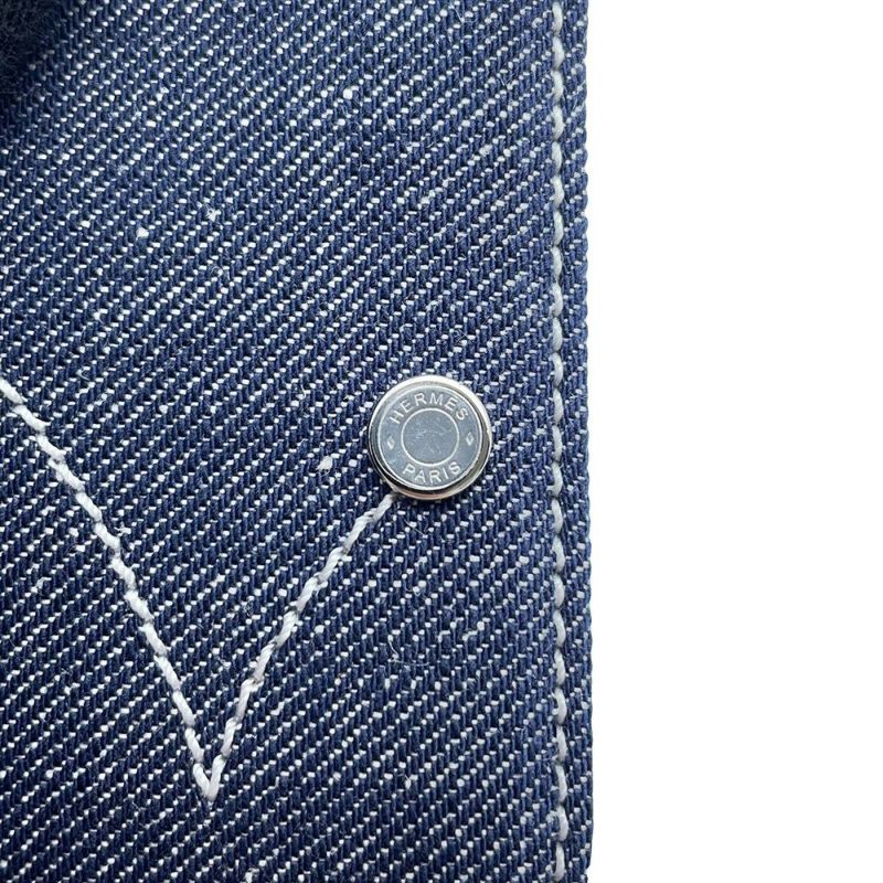 エルメス カードケース MagSafe  エマン ルボン ブルーインディゴ/ホワイト デニム HERMES マグセーフ