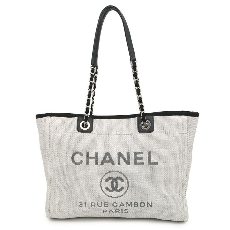 シャネル トートバッグ ドーヴィルライン ミディアム ショッピングバッグ ココマーク A67001 CHANEL チェーントート 黒