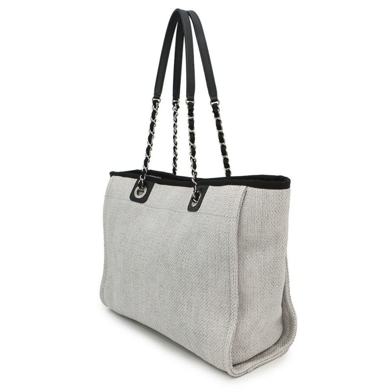 シャネル トートバッグ ドーヴィルライン ミディアム ショッピングバッグ ココマーク A67001 CHANEL チェーントート 黒