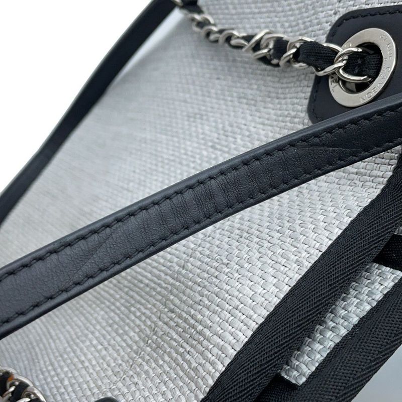 シャネル トートバッグ ドーヴィルライン ミディアム ショッピングバッグ ココマーク A67001 CHANEL チェーントート 黒