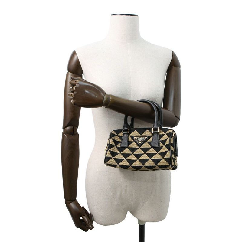 プラダ ハンドバッグ シンボル エンブロイダリー 1BB846 PRADA 2wayショルダーバッグ 黒