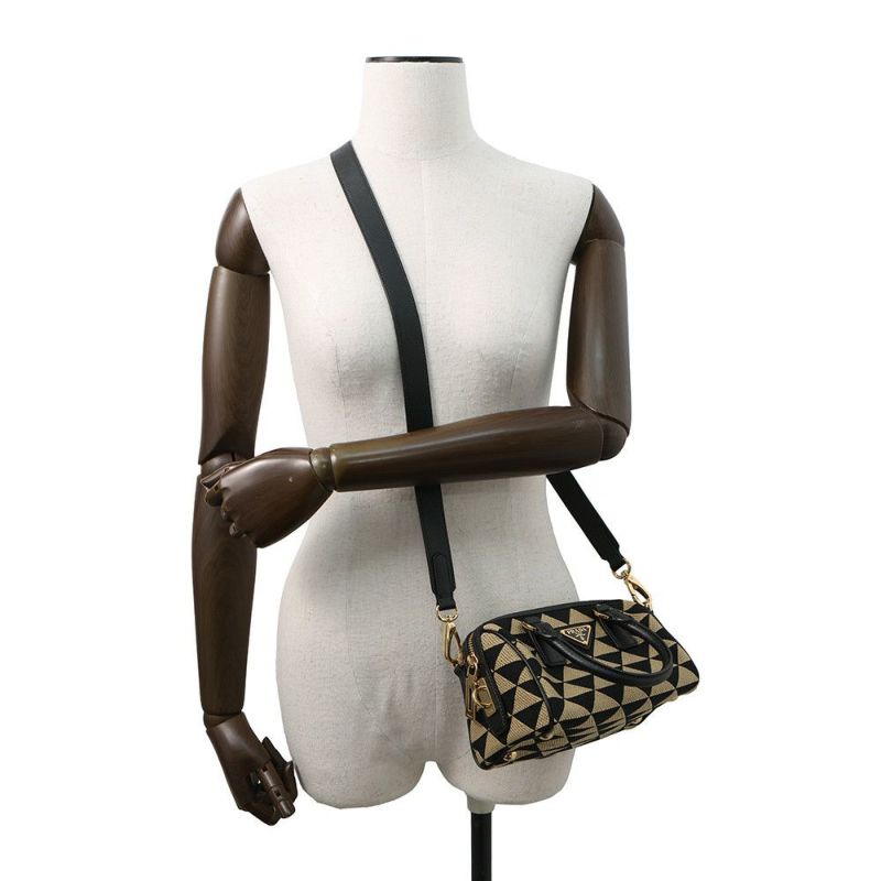 プラダ ハンドバッグ シンボル エンブロイダリー 1BB846 PRADA 2wayショルダーバッグ 黒