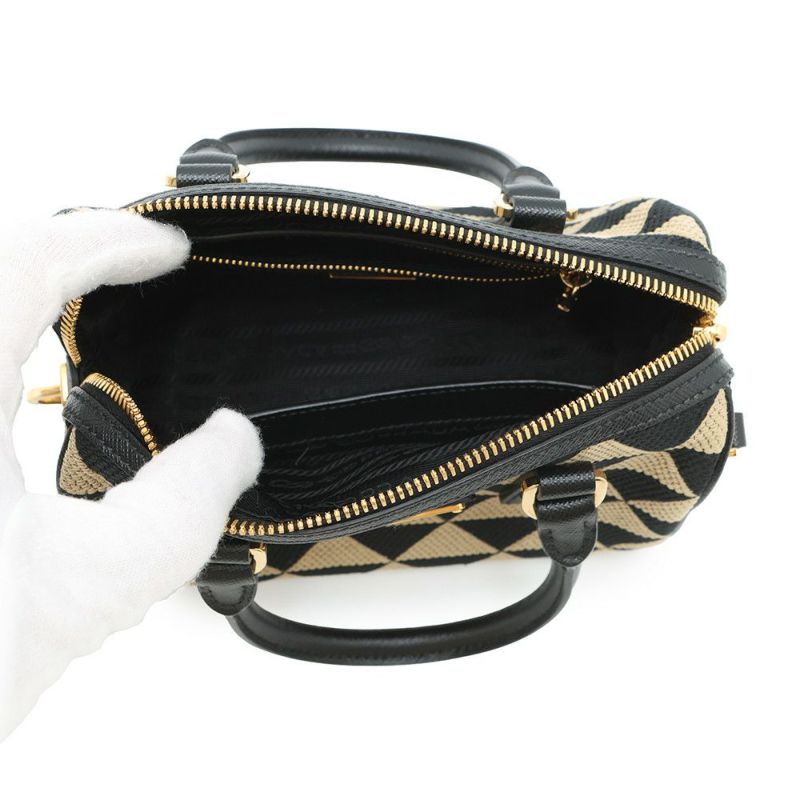 プラダ ハンドバッグ シンボル エンブロイダリー 1BB846 PRADA 2wayショルダーバッグ 黒