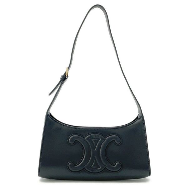 セリーヌ ショルダーバッグ キュイル トリオンフ レザー 198153DU3.38NO CELINE ワンショルダー 黒