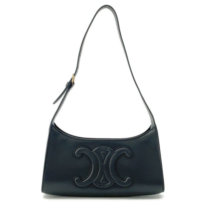 セリーヌ ショルダーバッグ キュイル トリオンフ レザー 198153DU3.38NO CELINE ワンショルダー 黒